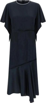 Fabiana Filippi Asymmetrische Zoom Midi Jurk - Dames - Casual kleedjes - Blauw - XS - Kleedjes
