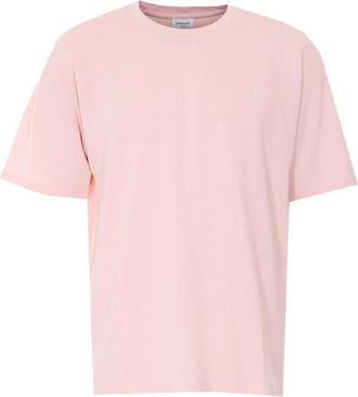 Saint Laurent Cassandre Crewneck T-Shirt - Heren - T-shirts - Roze - L - Katoen - Tops