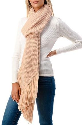 MARCUS ADLER Fringe Trim Knit Scarf in Blush at Nordstrom Rack