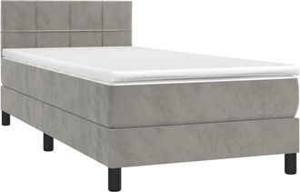 vidaXL Cama Box Spring Colch&oacute;n Y Led Terciopelo Gris Claro 90x190 Cm Vidaxl