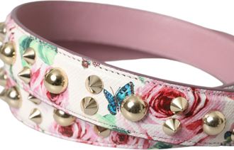 Dolce & Gabbana Womens Pink Floral Handbag Accessory Shoulder Strap Calf Leather Bag