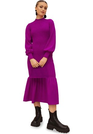 Chi Chi London Chi London Womens Long Sleeve Shirred Maxi in Pink Special Occasion Dress, Pink, 8 UK