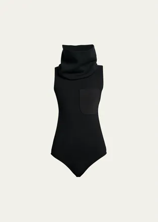 Courr&egrave;ges Turtleneck Sleeveless Cutout Bodysuit