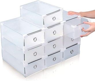 OEM 10 Cajas Para Zapatos, Cajas De Almacenamiento De Zapatos, Estantes Para Zapatos Apilables Con Tapas De Pl&aacute;stico Transparente