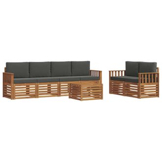 vidaXL Conjunto De Sof&aacute;s De Exterior 7 Pcs Natural Y Antracita Vidaxl