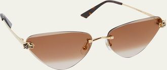 Cartier Panth&egrave;re Rimless Cat-Eye Metal Sunglasses