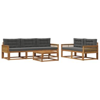 vidaXL Conjunto De Sof&aacute;s De Exterior 6 Pcs Natural Y Antracita Vidaxl