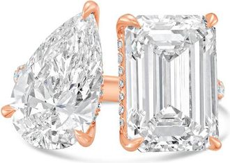 Diana M. Jewels 18KT ROSE GOLD 2 STONE LAB GROWN DIAMOND FASHION RING WEIGHING 12.00 CTS TW