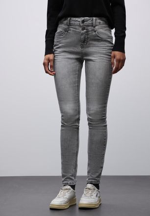 Street One Slim-fit-Jeans STREET ONE Style York, Damen, Gr. 25, L&auml;nge 30, mid grau washed, Denim/Jeans, Obermaterial: 72% Baumwolle, 27% Polyester (REPREVE), 1% 