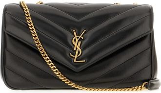 Saint Laurent Black Leather Medium Loulou Shoulder Bag