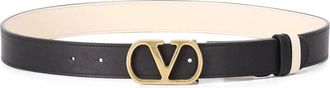 Valentino Belts, female, Black, Size: 85 CM VLogo Signature Leather Belt