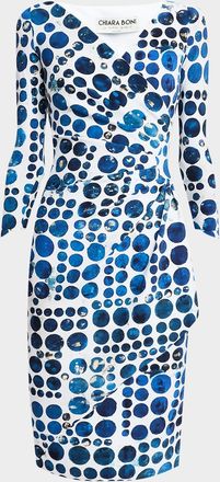 La Petite Robe Di Chiara Boni Charisse Pleated Dot-Print Bodycon Dress