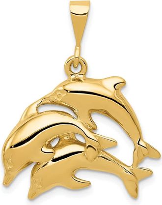 Diamond2Deal 14k Yellow Gold Dolphin Charm