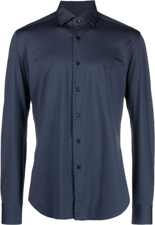 Xacus long-sleeve button-up shirt - men - Elastane - 40 - Blue
