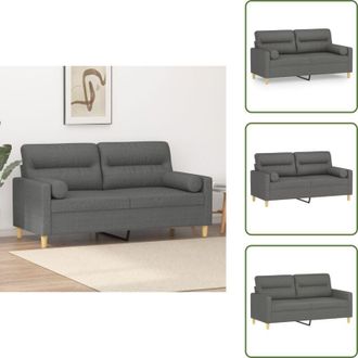 vidaXL The Living Store Divano a 2 Posti con Cuscini Grigio Scuro 140 cm in Tessuto - Cuscino decorativo