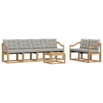 vidaXL Conjunto De Sof&aacute;s De Exterior 7 Pcs Blanco Y Gris Claro Vidaxl