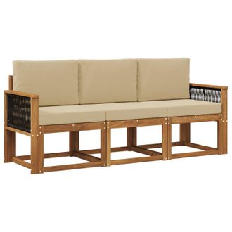 vidaXL Conjunto De Sof&aacute;s De Exterior Con Coj&iacute;n 3 Pcs Natural Vidaxl