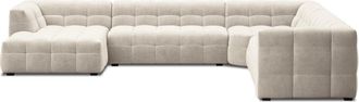 BLOOMINGLOFT Grosses Panorama Ecksofa Vesta mit Samtbezug Beige