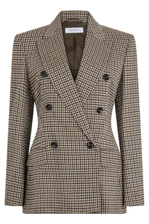 Max Mara Houndstooth Wool-Blend Blazer - Brown