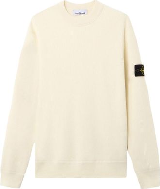 Stone Island Regular Fit Ribbed Cotton Crewneck Sweater