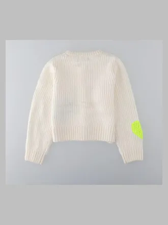 BILLIEBLUSH Colorful Heart Appliqu&eacute; Cardigan - Beige