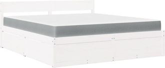 vidaXL Bed with Drawers and Mattress White 180x200 cm Super King Solid Wood Pine Vidaxl
