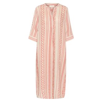 Cream Linen Caftan Dress in Multi Colors - female - Cream - Midi Dresses - Pink - L/XL - Dresses