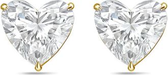 Diana M. Jewels 14Kt Yellow Gold 5.00 cts Lab Grown Heart shaped Diamond Studs