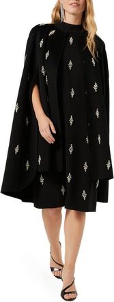 Marina Rinaldi Crystal Embellished Cape Dress in Black at Nordstrom, Size 16W