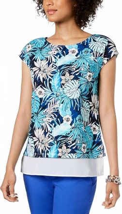 Tommy Hilfiger Womens Layered Look Top In Aloha Calypso Multi