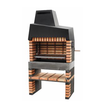 Movelar Barbacoa De Obra Prefabricada De Le&ntilde;a Y Carb&oacute;n Modelo California Plus Xl (gris, Naranja - 110 X 64 X 225 Cm) Ref: M00136 - Cocina De Exterior Con Parr