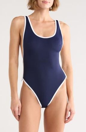 Good American Varsity Layout One-Piece Swimsuit in Horizon Ink at Nordstrom Rack, Size Medium