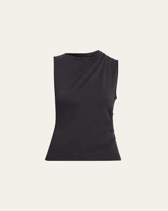 Vince Sleeveless Draped Pima Cotton Top