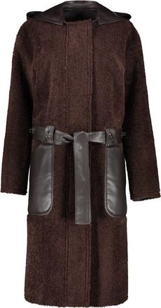 Low Classic Omkeerbare Faux Shearling Jas met Capuchon - Dames - Parka Jassen - Bruin - L - Polyester - Jassen