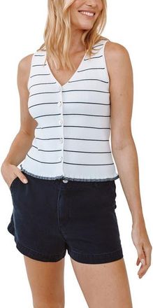 Bella Dahl Ruffle Hem Rib Tank in Garden Party Stripe at Nordstrom, Size X-Small
