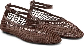 Mango Ankle Strap Ballet Flat in Chocolate at Nordstrom, Size 6.5Us