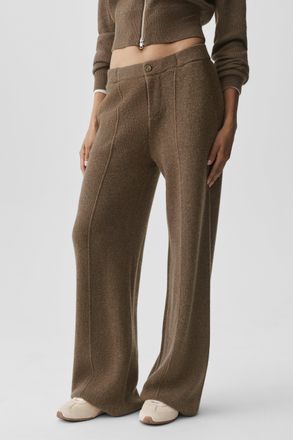 Alo | Cashmere Wool Low-Rise Harmony Trouser (Regular) in Java Brown Heather, Size: Medium