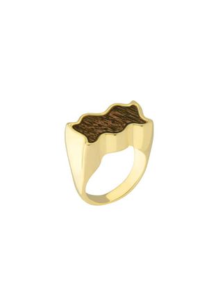 Maria Frering Celebra&ccedil;&atilde;o Gold-plated Wood Ring - Q (UK Q / US 8)