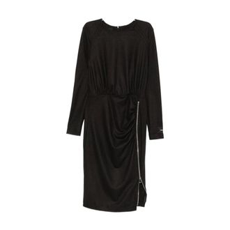 Pinko Pinko, Kleedjes, Dames, Zwart, L, Jurk met Verzamelde Taille