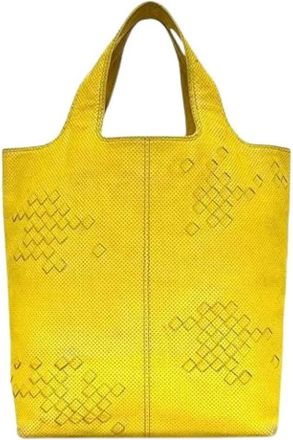 Bottega Veneta Pre-owned Vintage Intrecciato Tote Bag - Dames - Vintage Shopper - Geel - ONE Size - Vintage