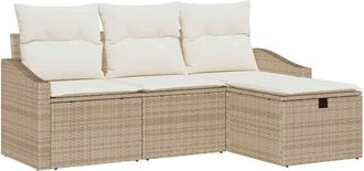 vidaXL Vidaxl - Conjunto De Sof&aacute; De Jard&iacute;n Con Coj&iacute;n 4 Pcs Beige Polirat&aacute;n