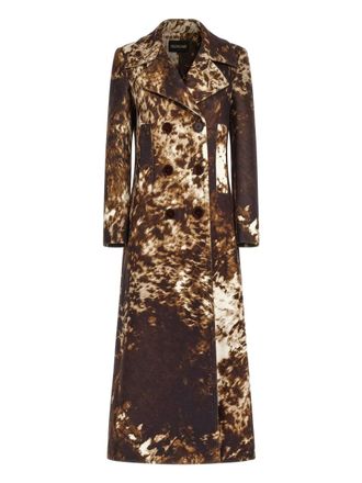 Roberto Cavalli Appaloosa-print trench coat - women - Polyester/Polyester - 42 - Brown