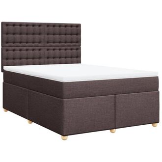vidaXL Vidaxl - Cama Box Spring Con Colch&oacute;n Tela Marr&oacute;n Oscuro 140x190 Cm
