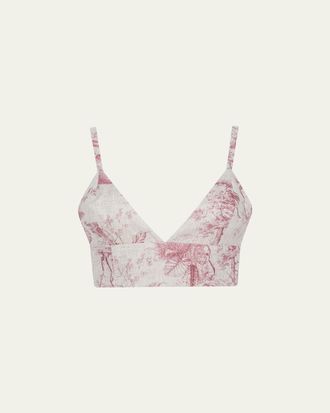 L'agence Kaori Etoile-Print Linen Bralette Top