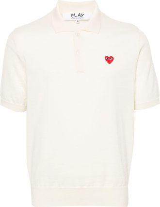 Comme Des Garçons heart-patch wool polo shirt - unisex - Wool - L - White