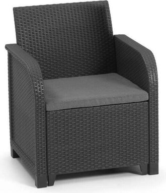 Allibert by KETER - Fauteuil SanRemo - imitation rotin tresse - gris graphite