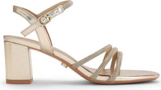 Carvela Womens Motto Block Sandals - Gold Fabric - Size UK 8