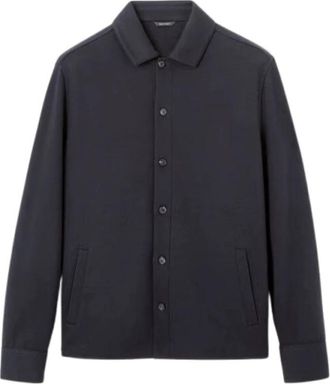 Loro Piana Blauwe Overshirt met Hoornknopen - Heren - Zomerjassen - Blauw - L - Katoen - Jassen
