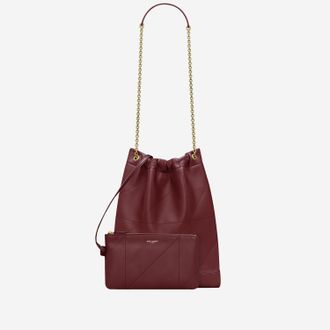 Saint Laurent Womens Lambskin Clutch Bag Bordeaux
