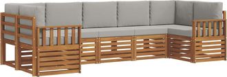 vidaXL Conjunto De Sof&aacute;s De Exterior 7 Uds. Natural Y Gris Claro Vidaxl